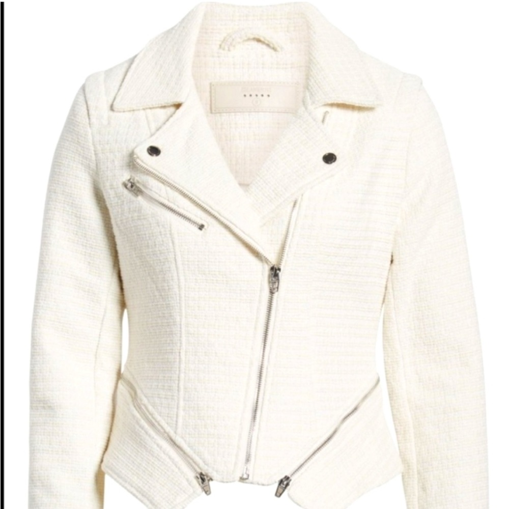 Blank NYC White Tweed Moto Jacket